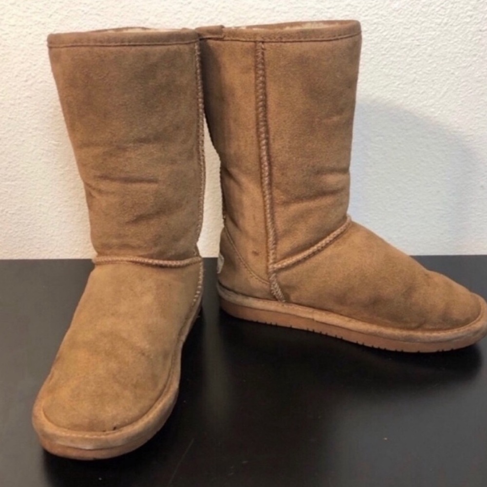 BearPaw Tan Brown Tall Suede Leather Boots